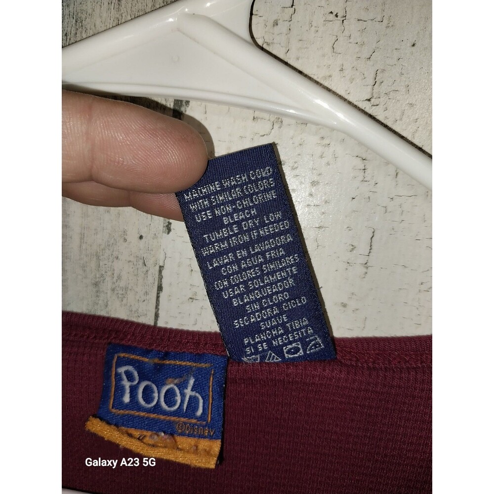Pooh Womens Maroon T Shirt Henley Embroidered Tiger V Neck Long Sleeve 14W/16W - Picture 4 of 5